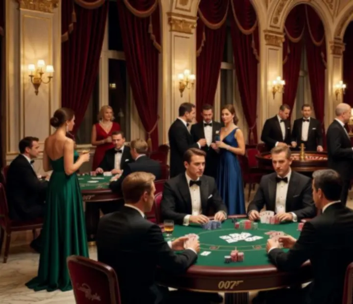 Gala w stylu Casino Royale w eleganckiej sali bankietowej w Warszawie