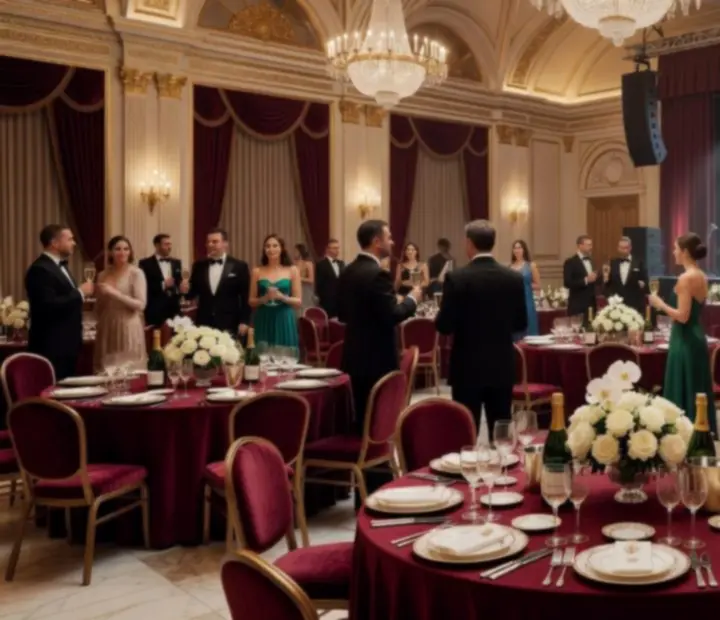 Uroczysta gala jubileuszowa z elegancką sceną i oświetleniem