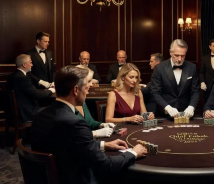 Stacjonarny stół pokerowy z elegancką scenografią na prywatnym evencie w Gdańsku